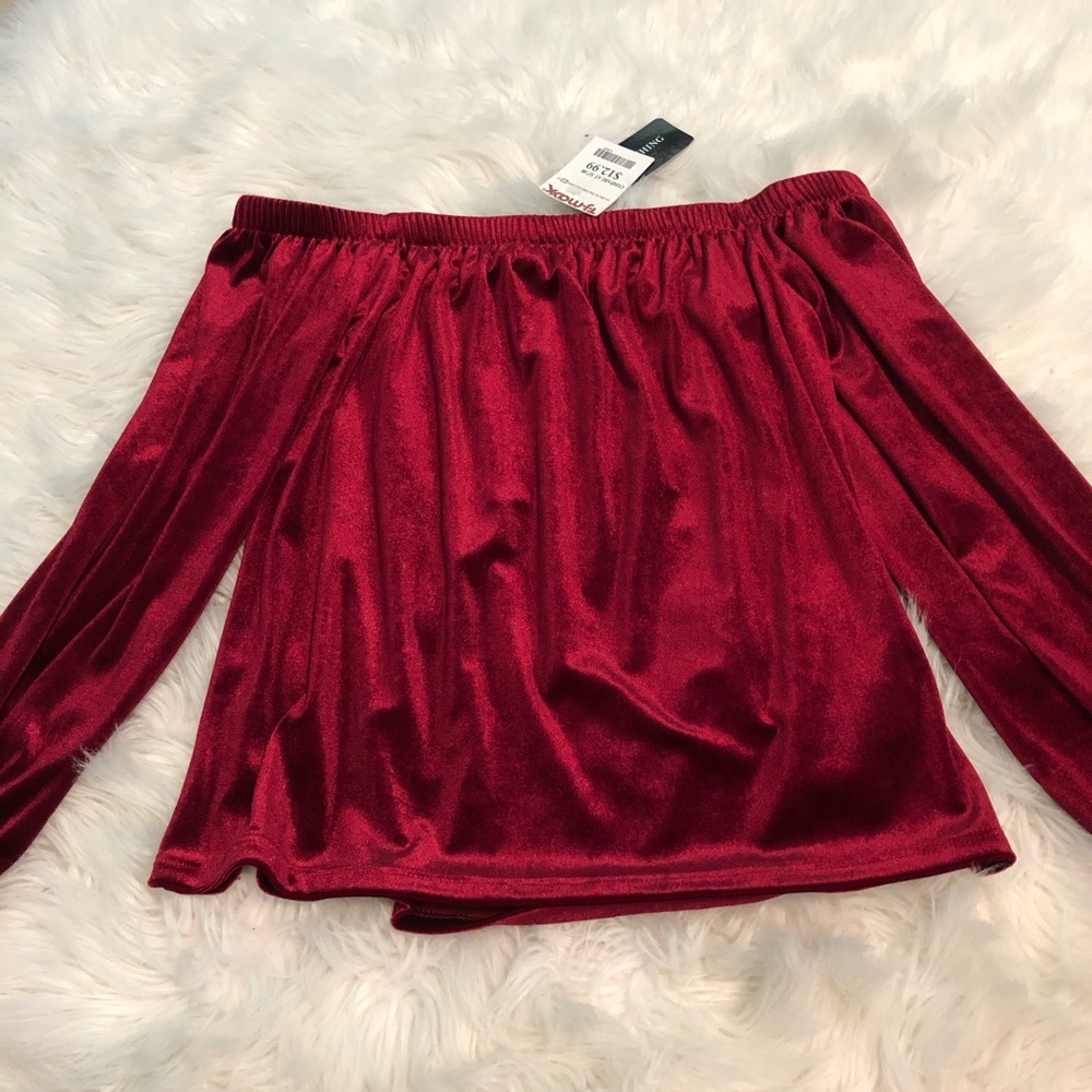 Red velvet off the shoulder top
